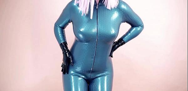 trendslatex fetish model wear rubber clothing for pleasure and kinky role play bdsm games